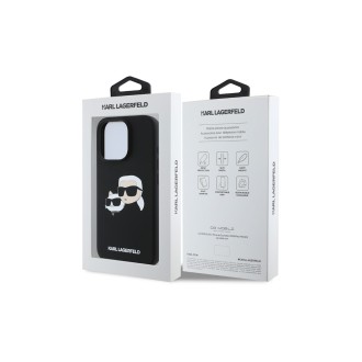 Karl Lagerfeld Liquid Silicone Double Heads MagSafe Zadní Kryt pro iPhone 16 Pro Černá