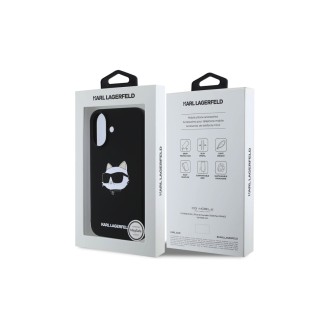 Karl Lagerfeld Liquid Silicone Choupette Head MagSafe Zadní Kryt pro iPhone 16 Černá
