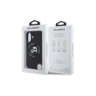Karl Lagerfeld Liquid Silicone K&CH Heads MagSafe Zadní Kryt pro iPhone 16 Černá