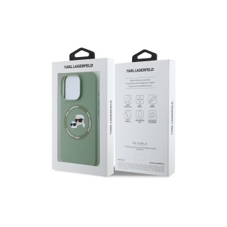 Karl Lagerfeld Liquid Silicone K&CH Heads MagSafe Zadní Kryt pro iPhone 16 Pro Zelená