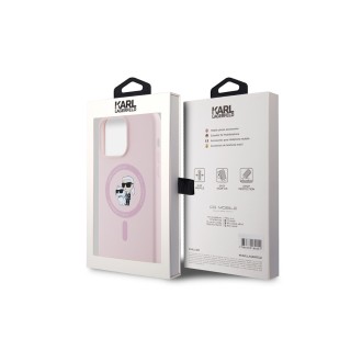 Karl Lagerfeld Liquid Silicone Karl and Choupette MagSafe Zadní Kryt pro iPhone 14 Pro Růžová