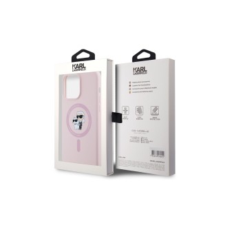 Karl Lagerfeld Liquid Silicone Karl and Choupette MagSafe Zadní Kryt pro iPhone 15 Pro Růžová