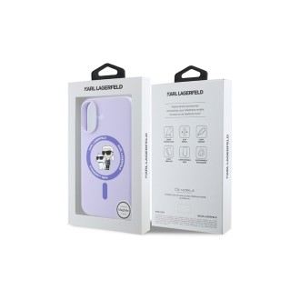 Karl Lagerfeld Liquid Silicone Karl and Choupette MagSafe Zadní Kryt pro iPhone 16 Fialová