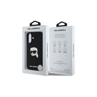 Karl Lagerfeld Liquid Silicone Karl Head MagSafe Zadní Kryt pro iPhone 16 Černá