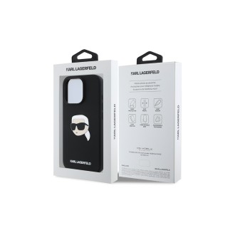 Karl Lagerfeld Liquid Silicone Karl Head MagSafe Zadní Kryt pro iPhone 16 Pro Černá