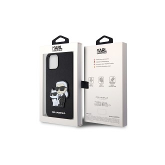 Karl Lagerfeld PU Saffiano Karl and Choupette Zadní Kryt pro iPhone 12/12 Pro Černá