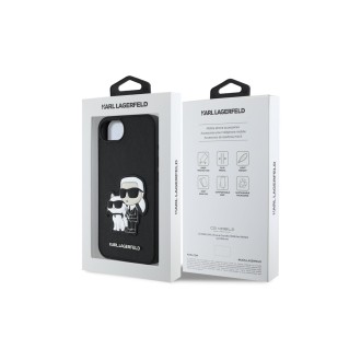Karl Lagerfeld PU Saffiano Karl and Choupette Zadní Kryt pro iPhone 16e Černá