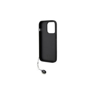 Karl Lagerfeld PU Saffiano Rhinestone Charm Zadní Kryt pro iPhone 14 Pro Černá