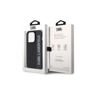Karl Lagerfeld PU Saffiano Rhinestone Charm Zadní Kryt pro iPhone 14 Pro Černá