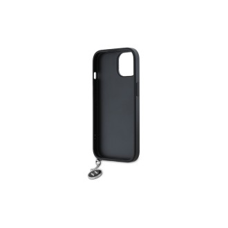 Karl Lagerfeld PU Saffiano Rhinestone Charm Zadní Kryt pro iPhone 15 Černá