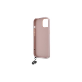 Karl Lagerfeld PU Saffiano Rhinestone Charm Zadní Kryt pro iPhone 15 Růžová