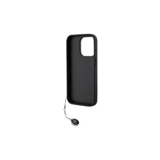 Karl Lagerfeld PU Saffiano Rhinestone Charm Zadní Kryt pro iPhone 15 Pro Černá