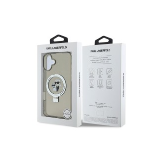 Karl Lagerfeld Ringstand Karl and Choupette MagSafe Zadní Kryt pro iPhone 16 Černá