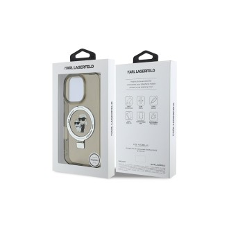 Karl Lagerfeld Ringstand Karl and Choupette MagSafe Zadní Kryt pro iPhone 16 Pro Černá