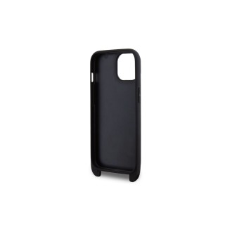 Karl Lagerfeld Saffiano Crossbody Popruh Metal Karl and Choupette Zadní Kryt pro iPhone 15 Černá