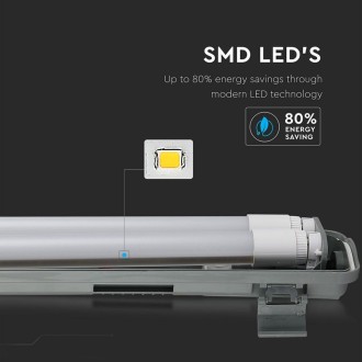V-TAC Prachotěsné LED svítidlo VT-12023 2X18W IP65 120cm Barevná teplota (К): Denní bílá 4000K