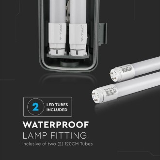 V-TAC Prachotěsné LED svítidlo VT-12023 2X18W IP65 120cm Barevná teplota (К): Studená bílá 6400K