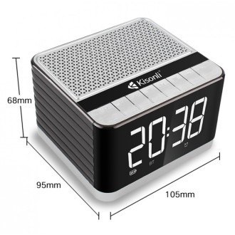 Reproduktor Kisonli G8, Bluetooth, Hodiny, USB, SD, FM, AUX, RGB – černá