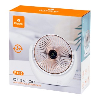 Přenosný ventilátor Kisonli F105, 2000mAh – bílá/zlatá