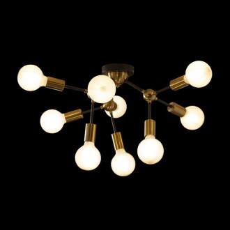 Rendl - ARTEMIA 9 stropní černá česaná mosaz 230V LED E27 9x15W Barva: Černá, Barva / Materiál: česaná mosaz