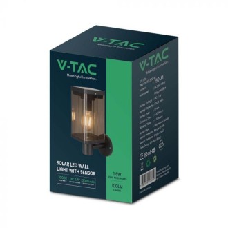 V-TAC LED solární nástěnná lampa E27 2,5W IP44 s mikrovlnným senzorem