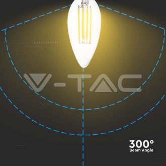 LED Žárovka 6W Filament E14 Čirá Svíčka 3000K 130LM/W