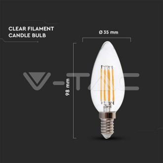 LED Žárovka 5.5W Filament E14 Stmívatelná Čirá Svíčka 3000K