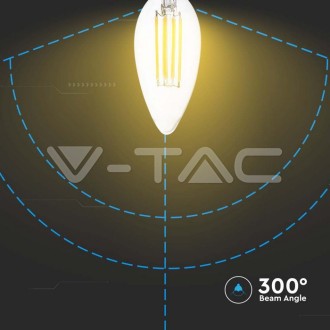 LED Žárovka 5.5W Filament E14 Stmívatelná Čirá Svíčka 3000K