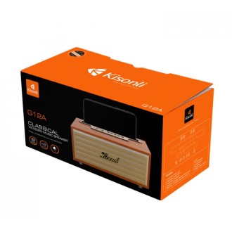 Reproduktor Kisonli G12A, Bluetooth, USB, SD, AUX, FM – hnědá