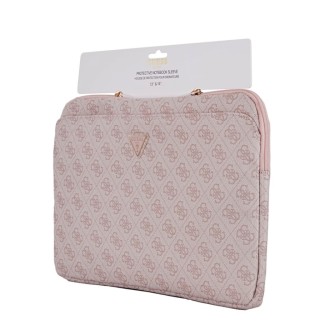 Guess PU 4G Triangle Logo Obal pro Notebook 14" - růžová