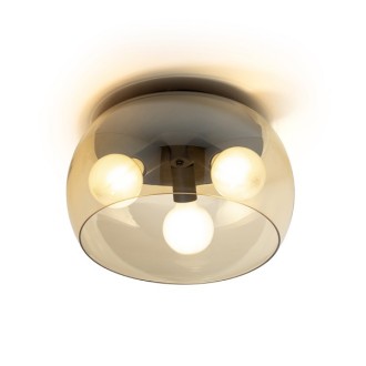 Rendl - AMANDA stropní matná černá čiré sklo 230V LED E27 3x15W Barva/Materiál: jantarové sklo, Barva: Černá