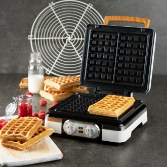 Vaflovač 4x7 s termostatem a časovačem - bílý - DOMO DO9280W