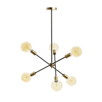 Rendl - ARTEMIA 6 na tyči černá česaná mosaz 230V LED E27 6x15W Barva/Materiál: česaná mosaz, Barva: Černá