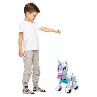 Můj chytrý robotický Jednorožec, tanec, chůze, pohyby, dotykové senzory