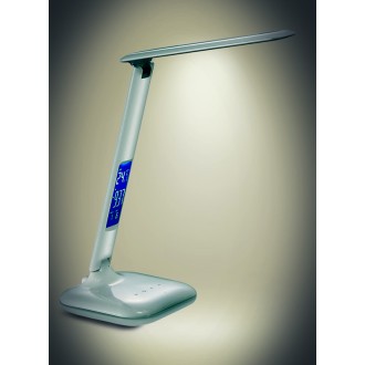 Solight LED stmívatelná stolní lampička s displejem, 7W, volba teploty světla, bílý lesk