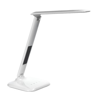 Solight LED stmívatelná stolní lampička s displejem, 7W, volba teploty světla, bílý lesk