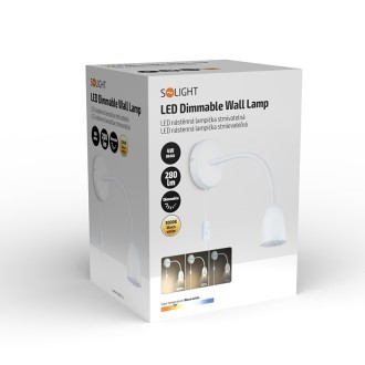 Solight LED nástěnná lampička, stmívatelná, 4W, 280lm, 3000K, bílá