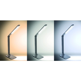 Solight LED stmívatelná lampička s bezdrátovým nabíjením, 10W, změna chromatičnosti, šedá