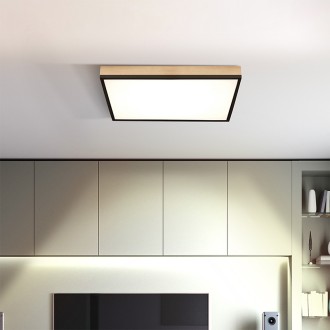Solight LED stropní osvětlení s dálkovým ovládáním, čtvercové, dekor dřeva, 3000lm, 40W, 45x45cm
