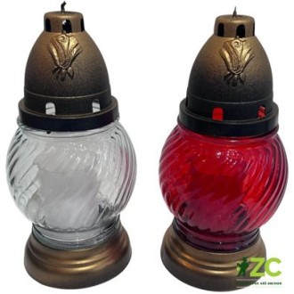 Svíčka sklo lampa koule - 45 g mix bílá/červená