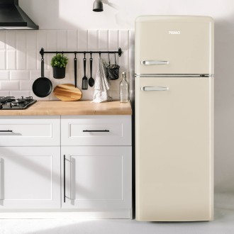Retro lednice s mrazákem nahoře - krémová - PRIMO PR167RKC