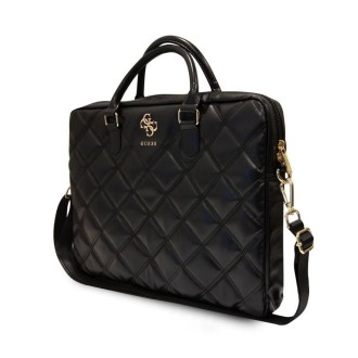 Guess PU Quilted 4G Metal Logo Computer Bag 15/16" Black