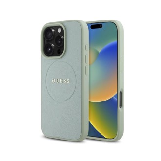 Guess PU Grained Classic Logo MagSafe Zadní Kryt pro iPhone 16 Pro Max Zelená