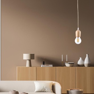 NEDES - Objímka E27 / 1,5m / dřevo - přírodní - BH681H
