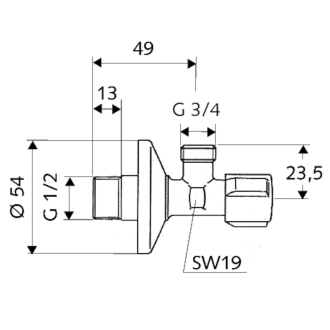 Schell COMFORT ventil pračkový 1/2" x 3/4" 033000699
