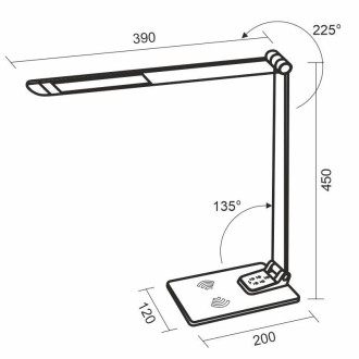 NEDES - LED lampa JULIET stmívatelná s bezdrátovým nabíjením, časovačem a USB 12W - DL5303/B