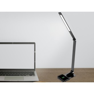 NEDES - LED lampa JULIET stmívatelná s bezdrátovým nabíjením, časovačem a USB 12W - DL5303/B