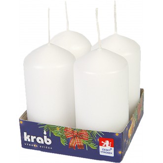 Svíčka adventní válec 40x60 mm - bílá (4ks)