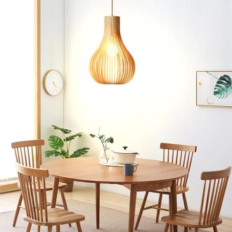 NEDES - Závěsný lustr z masivního dřeva E27 / 310 - WRE081