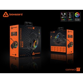 Connect IT Biohazard herní sluchátka s mikrofonem, 1xJack+USB - černá